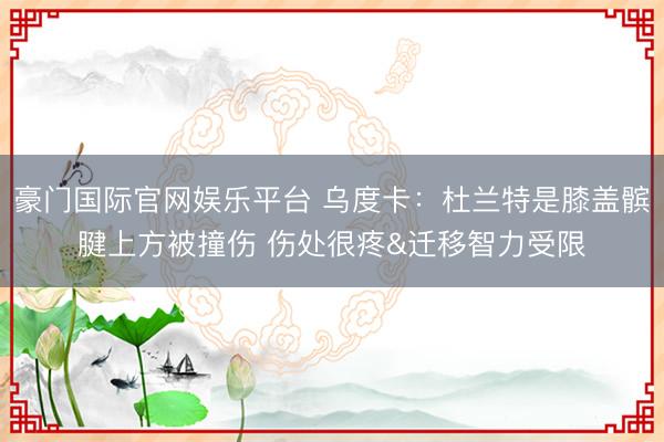 豪门国际官网娱乐平台 乌度卡：杜兰特是膝盖髌腱上方被撞伤 伤处很疼&迁移智力受限