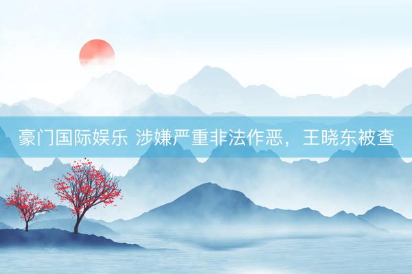 豪门国际娱乐 涉嫌严重非法作恶，王晓东被查