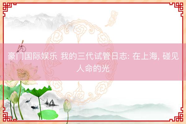 豪门国际娱乐 我的三代试管日志: 在上海, 碰见人命的光