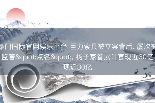 豪门国际官网娱乐平台 巨力索具被立案背后: 屡次被监管"点名"， 杨子家眷累计套现近30亿