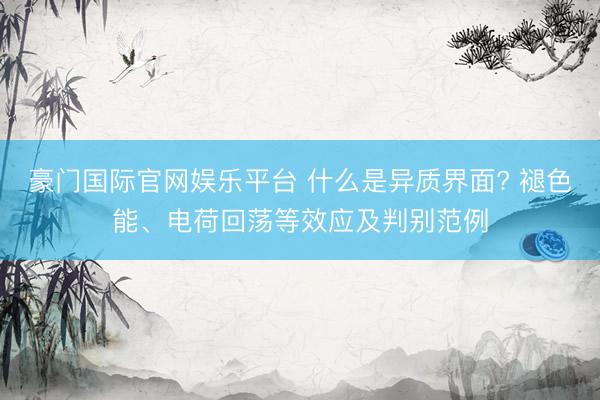 豪门国际官网娱乐平台 什么是异质界面? 褪色能、电荷回荡等效应及判别范例