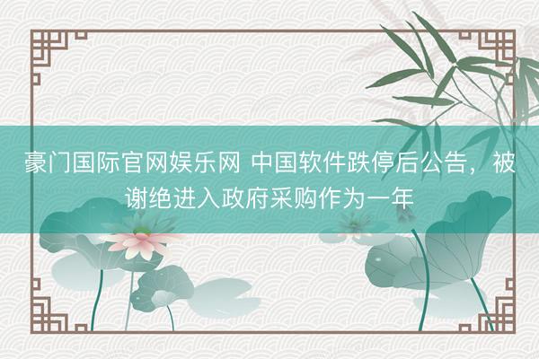 豪门国际官网娱乐网 中国软件跌停后公告,被谢绝进入政府采购作为一年